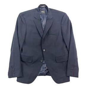 Hugo BOSS 38S Navy Blue Micro Check Blazer Jacket Sport Suit Coat Stretch Wool